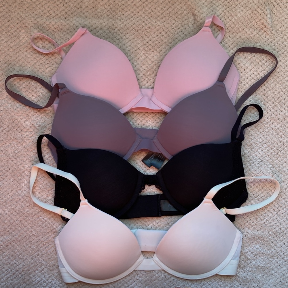 4 Pepper Lift Up bra bundle- Glow (pink), Peppercorn (gray), Black, Ecru (cream)